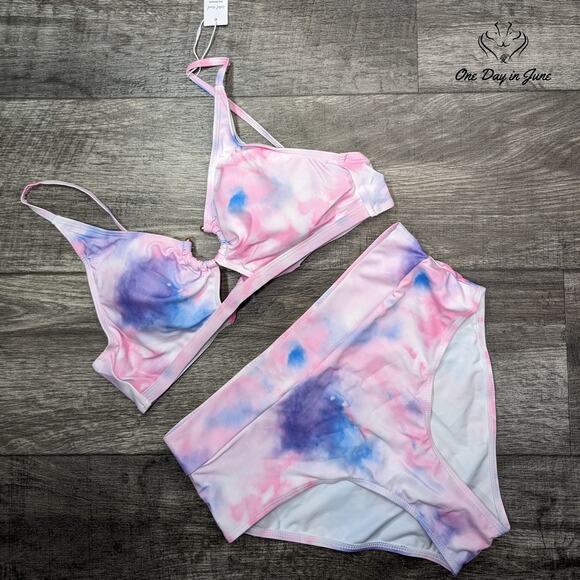 Edel Qual Tie Back Ring Top Bikini Swimsuit Size L - Picture 2 of 4